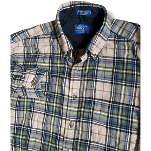 Pendleton Fireside Shirt Mens Large Long MacSheehy Tartan Plaid Wool Button Down